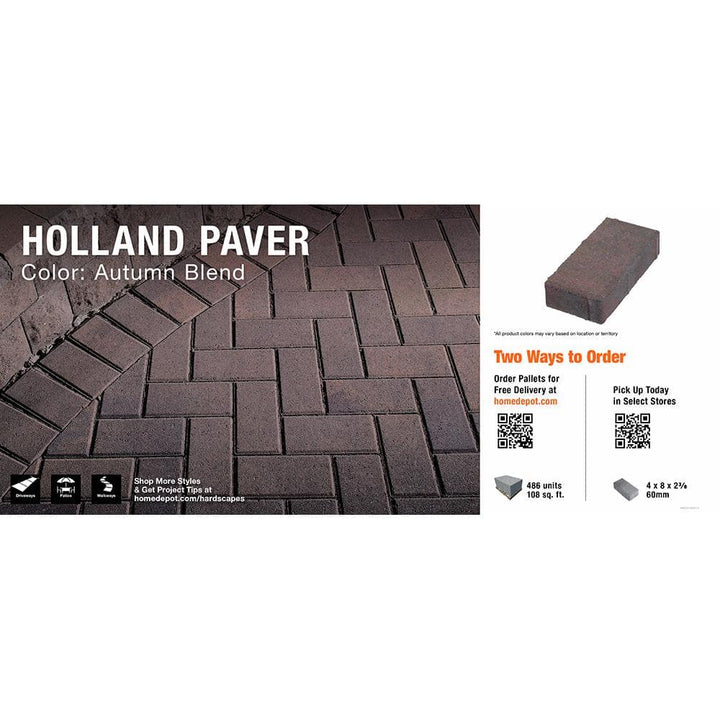 Oldcastle Paper Sample Only: 8 in. x 4 in. x 2.25 in. Autumn Blend Concrete Holland Paver Sample Board (1-Piece)