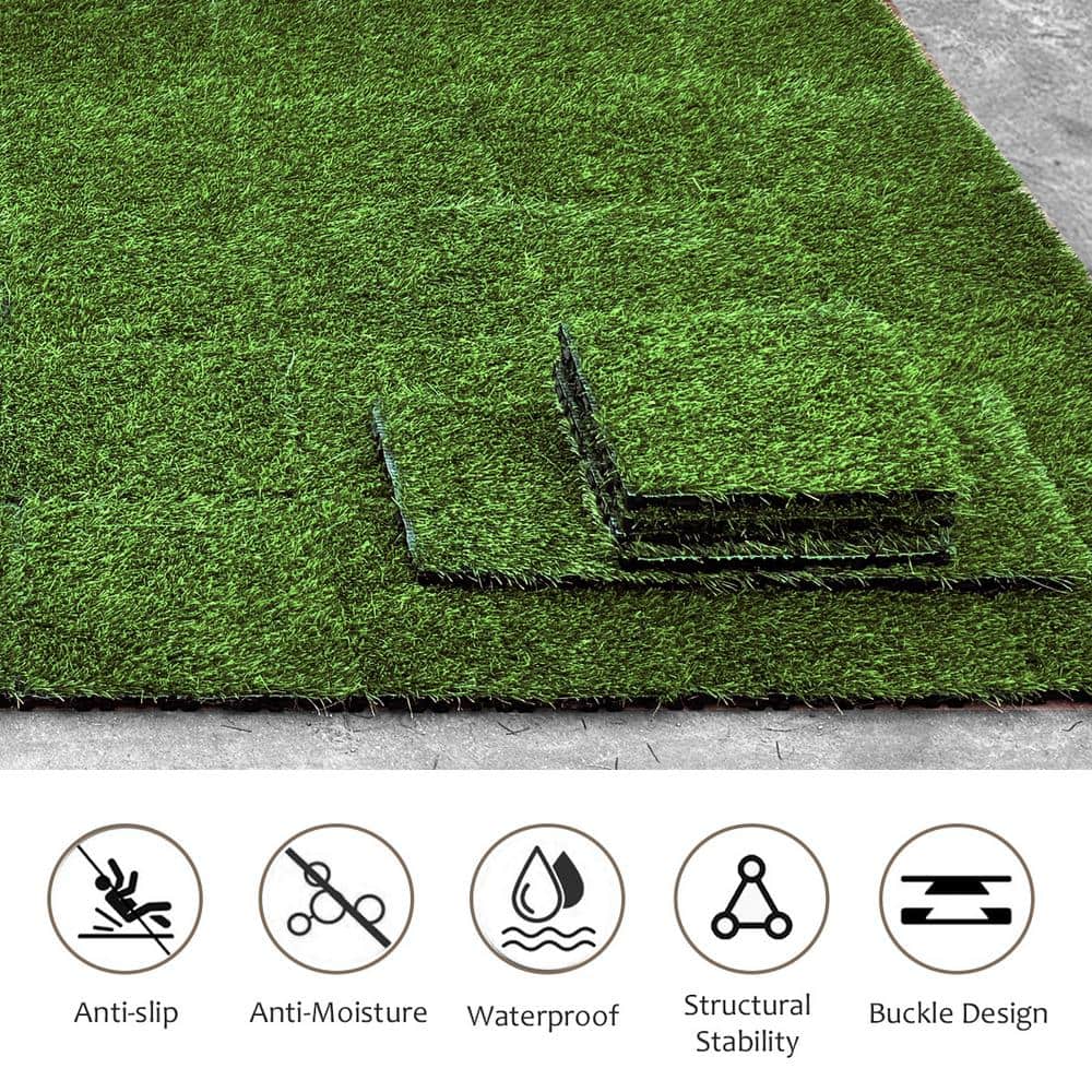 WRIGHTMASTER 0.98ft. x 0.98ft. Glass Deck PE and PP Composite Interlocking Deck Tile in Autumn Grass (33.5 sq. ft. Per Box)