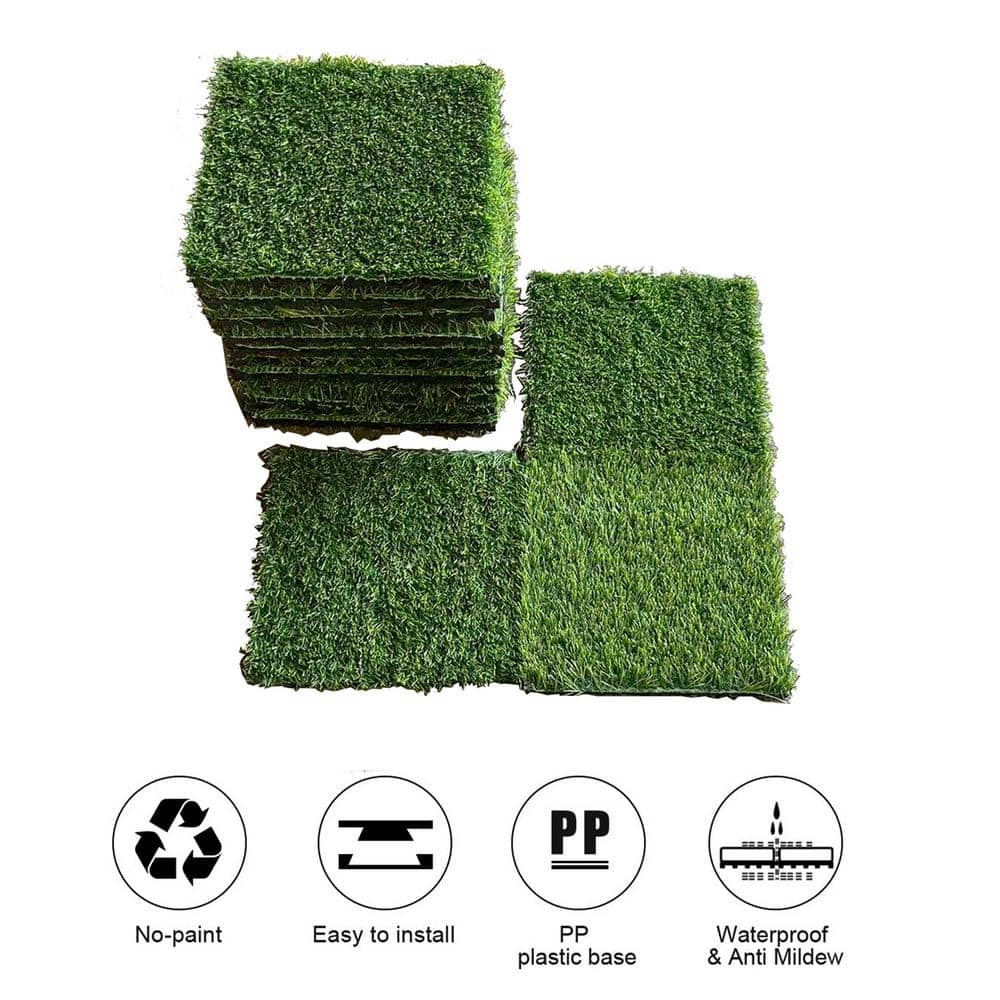 WRIGHTMASTER 0.98ft. x 0.98ft. Glass Deck PE and PP Composite Interlocking Deck Tile in Autumn Grass (33.5 sq. ft. Per Box)