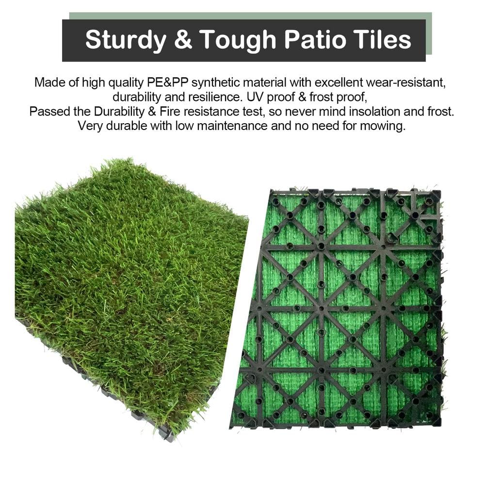 WRIGHTMASTER 0.98ft. x 0.98ft. Glass Deck PE and PP Composite Interlocking Deck Tile in Autumn Grass (33.5 sq. ft. Per Box)