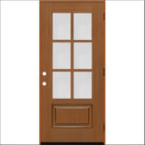 Steves & Sons Regency 36 in. x 80 in. 3/4-6 Lite Clear Glass LHOS Autumn Wheat Stain Mahogany Fiberglass Prehung Front Door