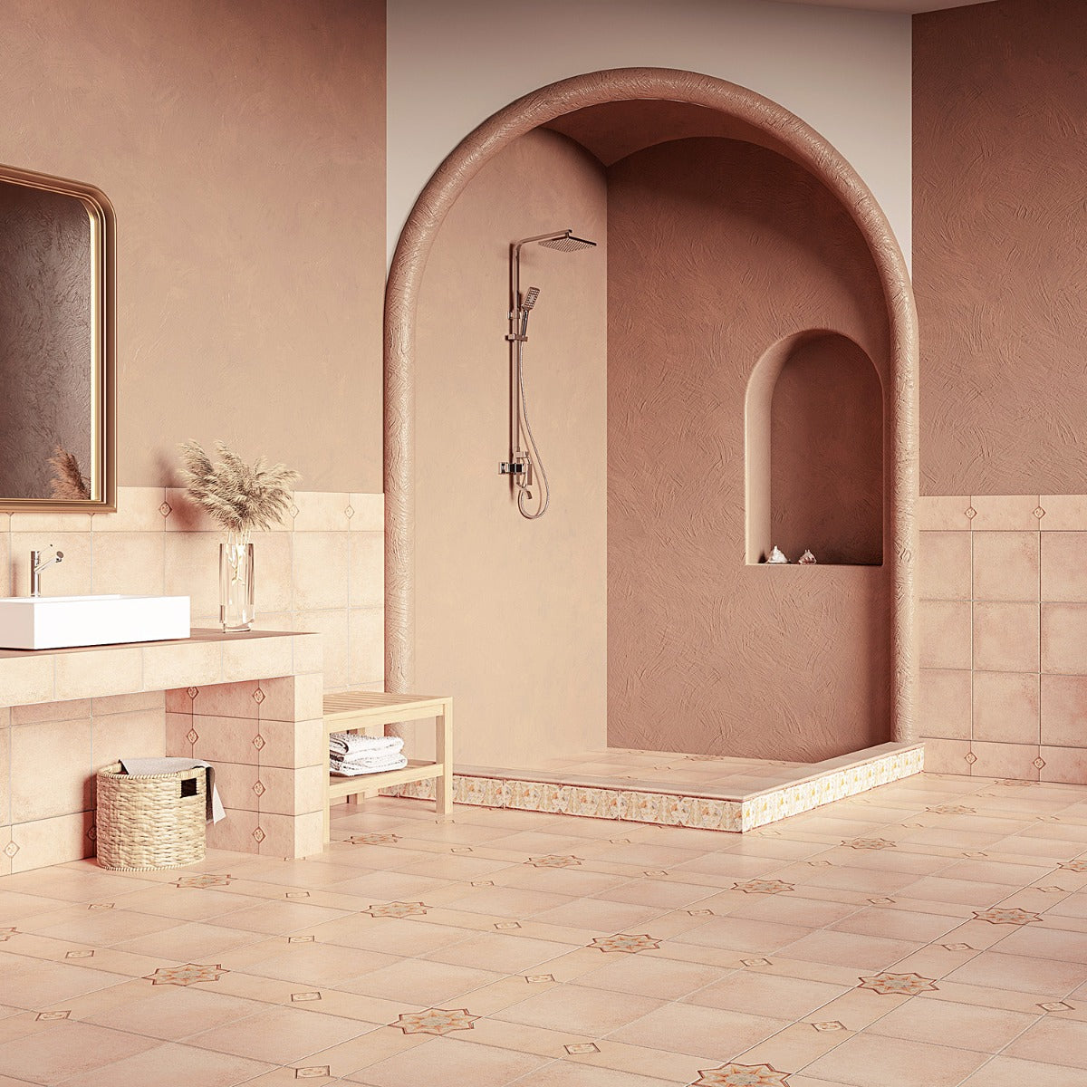 Burgos Terracotta Matte Porcelain Tile 14x14 - Lux Tile