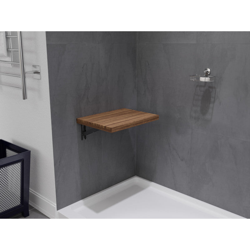 ANZZI Goreme 24 in. Wall Mounted Teak Shower Seat, ADA Compliant, 350 lb Capacity