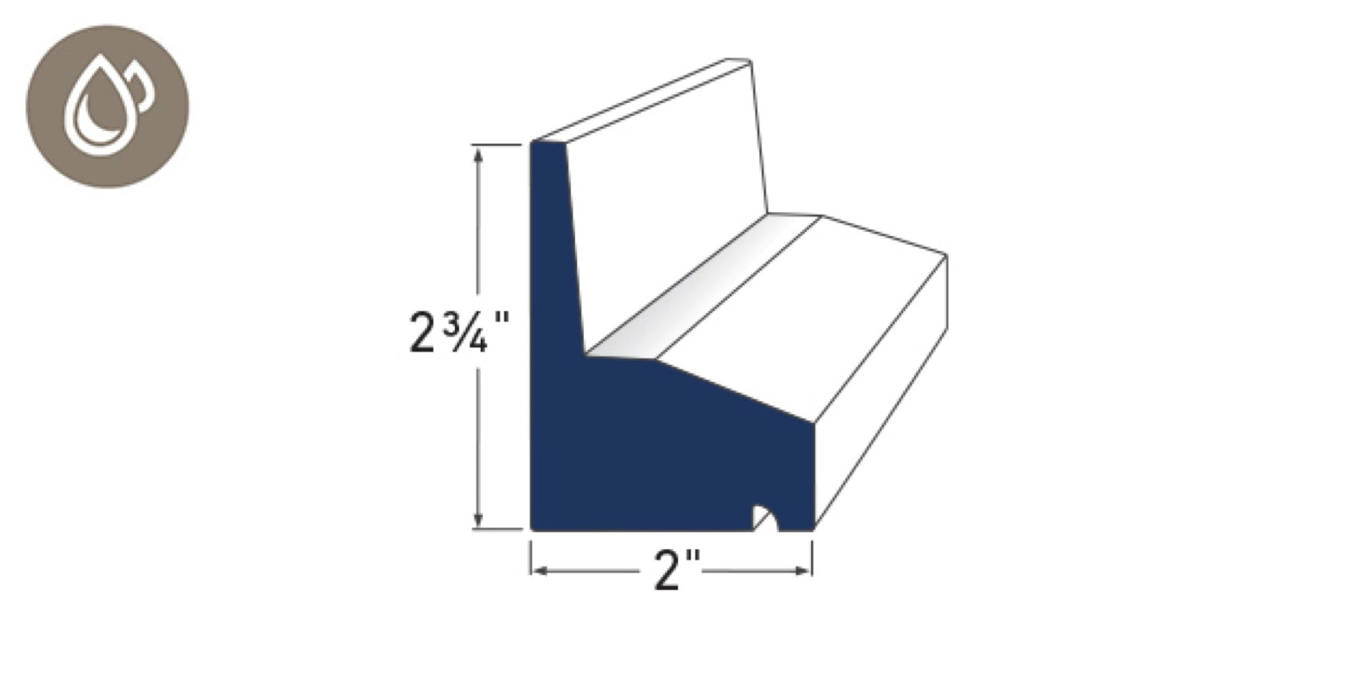 AZEK Water Table Moulding White 2-3/4" x 2" x 18'