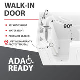Universal Tubs HD Series 53 in. Left Drain Quick Fill Walk-In Whirlpool and Air Bath Tub with Powered Fast Drain – White