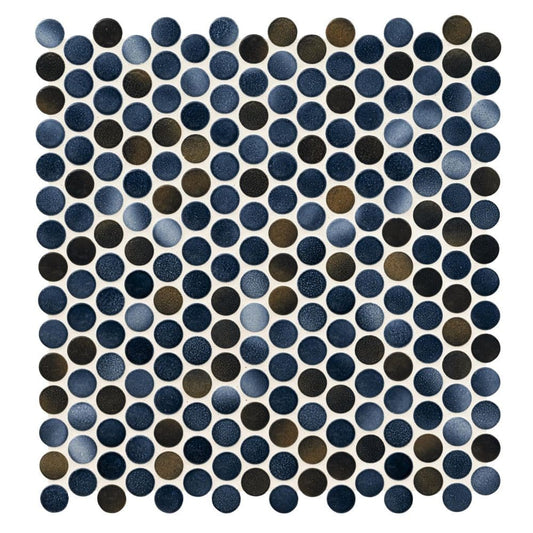 MSI Penny Round Azul 11.3 in. x 12.2 in. x 6mm Glossy Porcelain Mesh-Mounted Mosaic Tile (14.4 sq. ft. / Case)