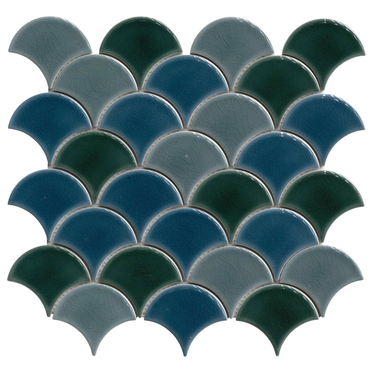 MSI Azul Scallop Glossy 13.11 in. x 9.96 in. x 8mm Porcelain Mesh-Mounted Mosaic Tile (9.1 sq. ft. / Case)