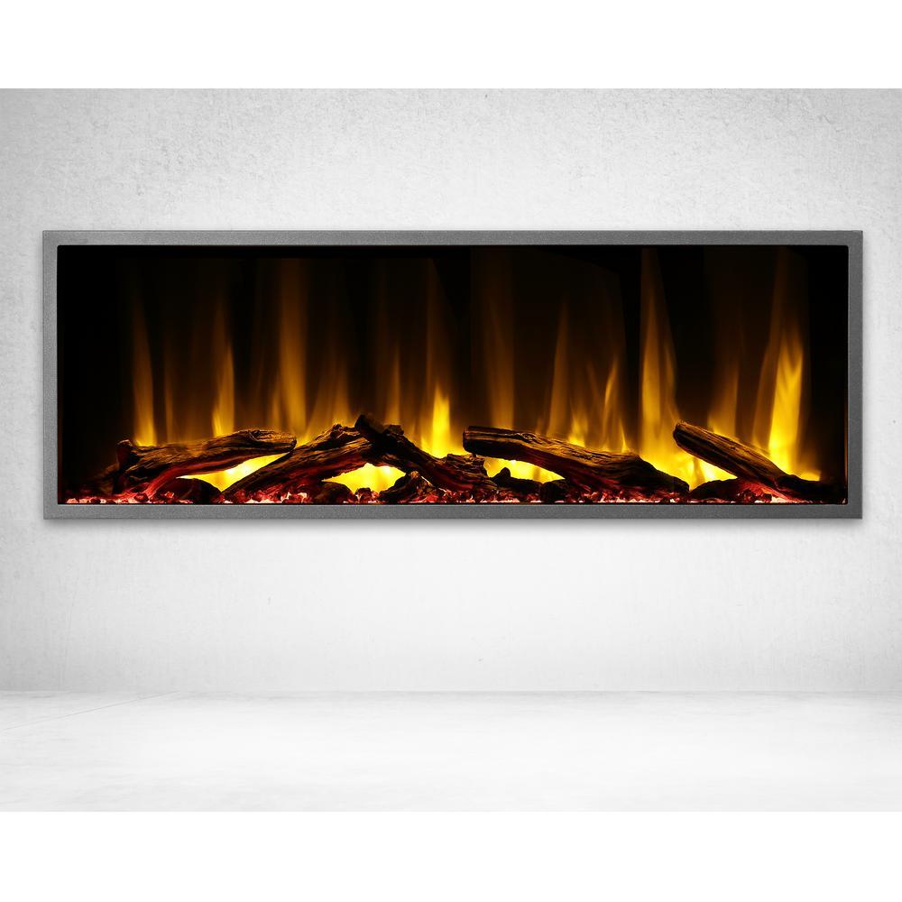 45 in. Harmony Built-in LED Electric Fireplace in Black Trim - Super Arbor
