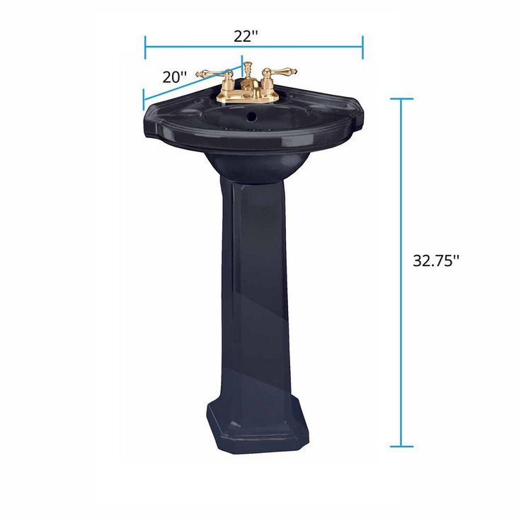 Portsmouth 22 in. Corner Pedestal Bathroom Sink in Black with Overflow