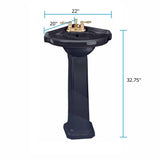 Portsmouth 22 in. Corner Pedestal Bathroom Sink in Black with Overflow