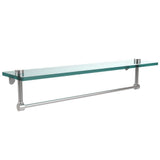 22 in. L  x 5 in. H  x 5 in. W Clear Glass Vanity Bathroom Shelf with Towel Bar in Satin Nickel - Super Arbor