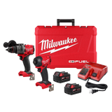 Milwaukee M18 18-Volt Lithium-Ion Cordless Drill/Driver & 1/4 in. Impact Driver Combo Kit (2-Tool) with SHOCKWAVE Titanium Drill Bit Set (15-Piece)