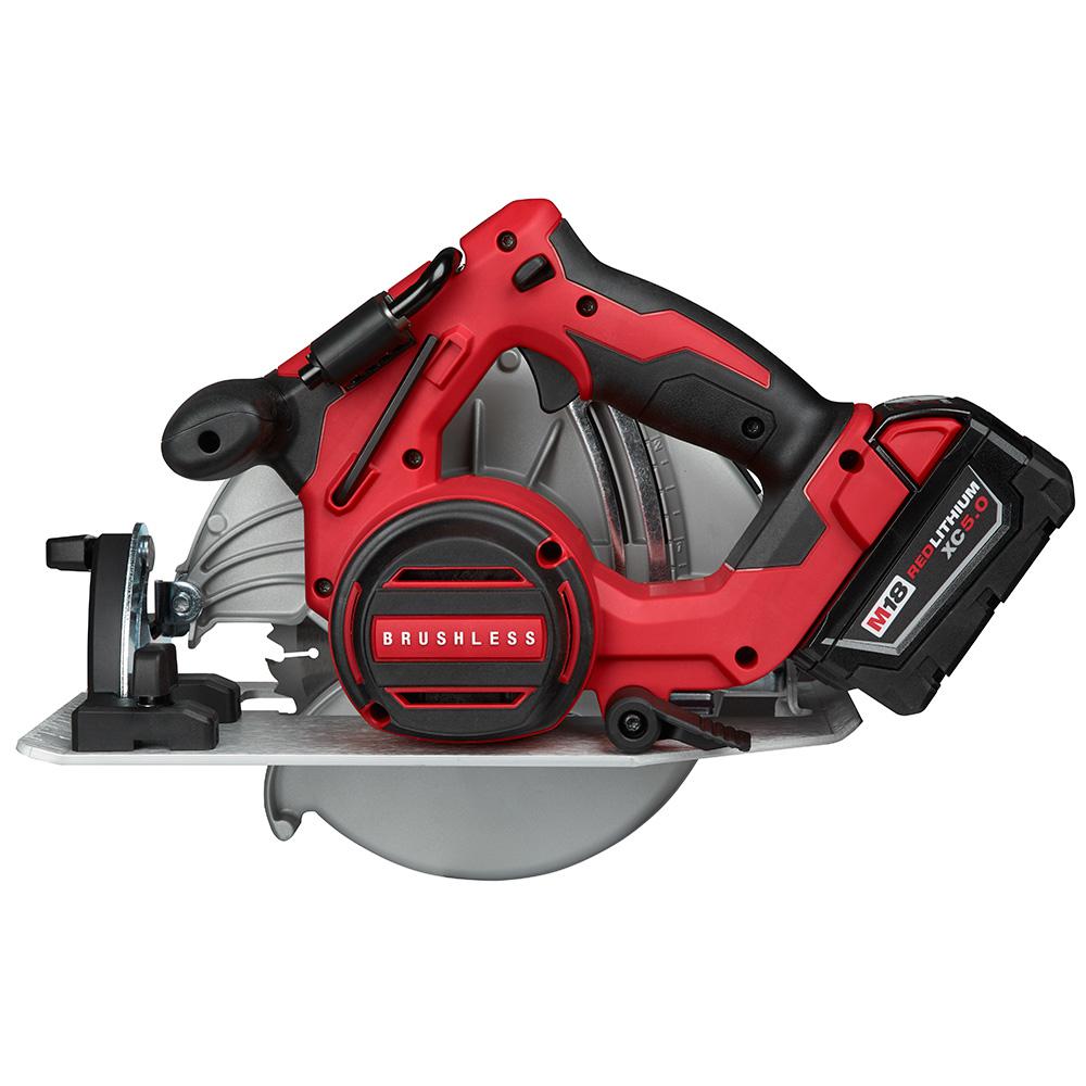 M18 18-Volt Lithium-Ion Brushless Cordless 7-1/4 in. Circular Saw Kit with 1 Battery 5.0Ah, Charger and Bag - Super Arbor