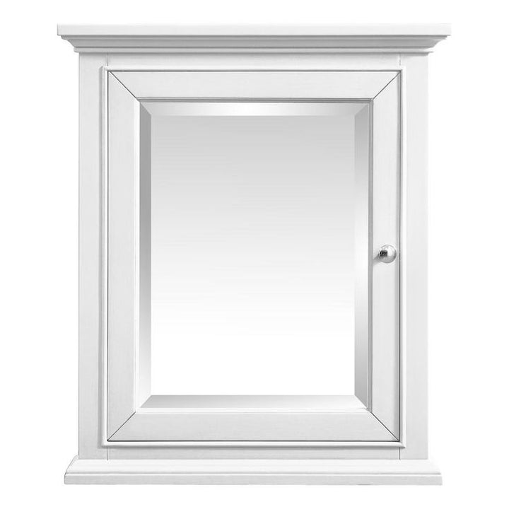 27.25 in. W x 28.00 in. H Framed Rectangular Beveled Edge Bathroom Vanity Mirror in White finish