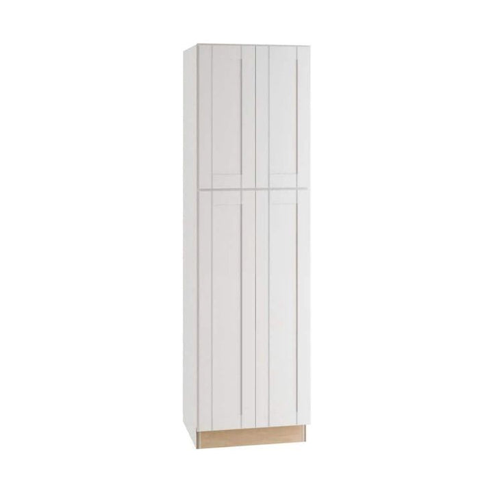 Home Decorators Collection Washington Vesper White Plywood Shaker Assembled Utility Pantry Kitchen Cabinet Soft Close 24 in W x 24 in D x 90 in H