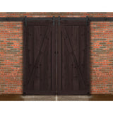 36 in. x 84 in. Canadian Hemlock Distressed Smoke Sliding Barn Door with Hardware Kit - Super Arbor
