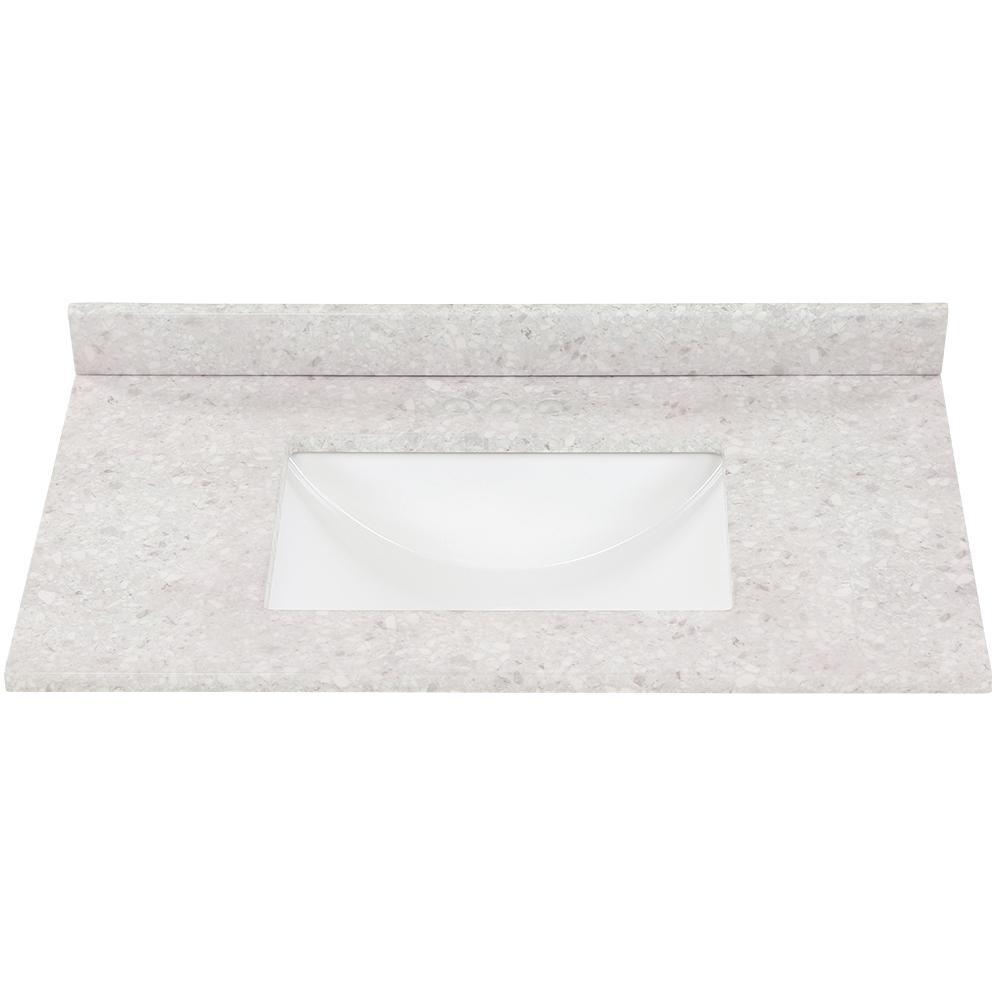 37 in. W x 22 in. D Stone Effects Vanity Top in Cold Fusion with White Sink - Super Arbor