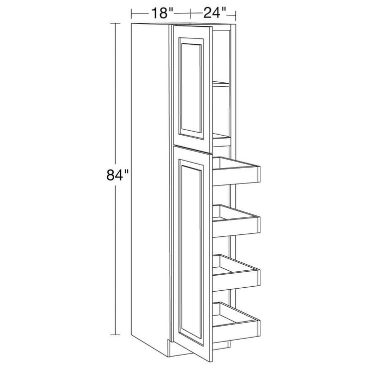 Home Decorators Collection Grayson 18 in. W x 24 in. D x 84 in. H Assembled Plywood Pantry Kitchen Cabinet in Pearl Gray with 4ROT Soft Close LH
