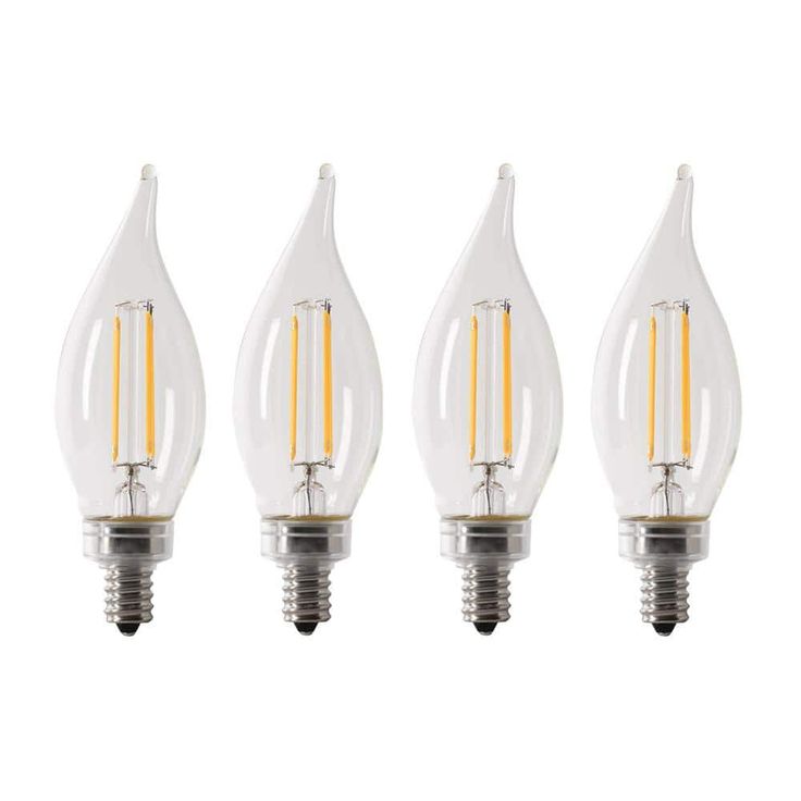 Feit Electric 40-Watt Equivalent CA10 Candelabra Dimmable Filament CEC Clear Glass Chandelier LED Light Bulb, Daylight (4-Pack)