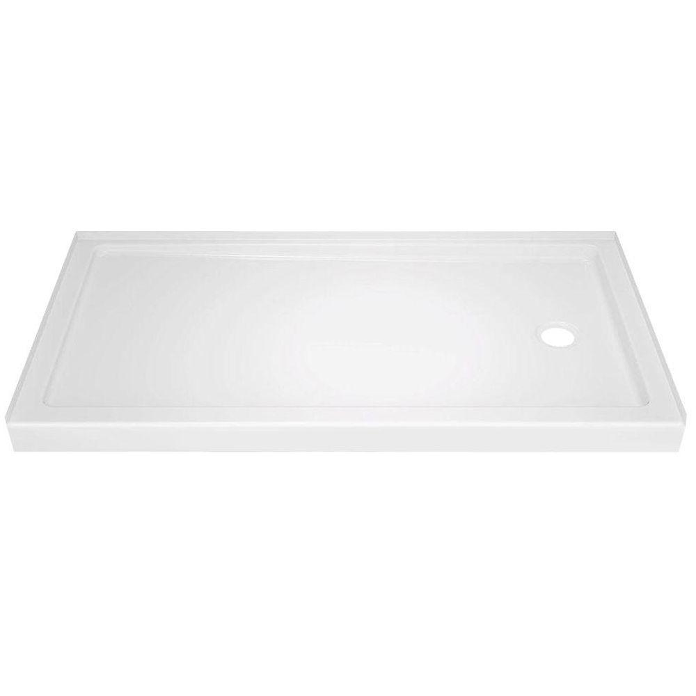 Classic 400 32 in. x 60 in. Single Threshold Left Drain Alcove Shower Base in High Gloss White - Super Arbor