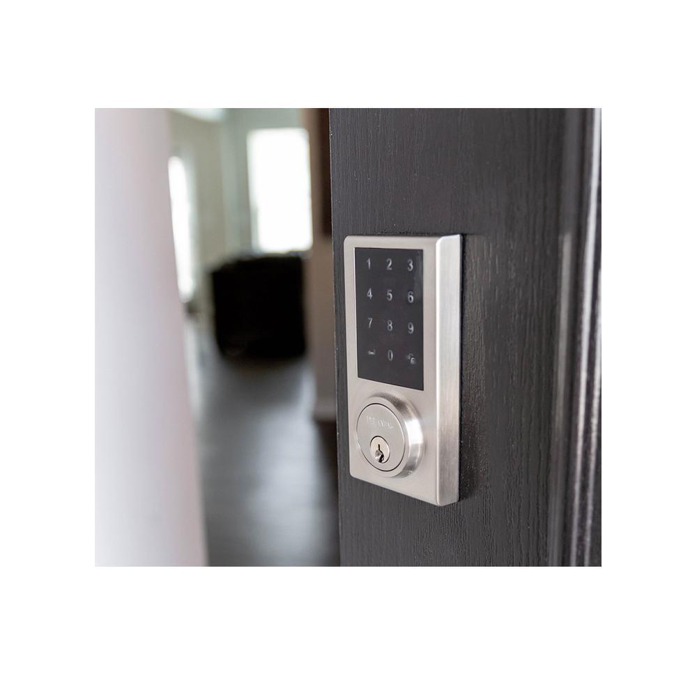 Satin Nickel Touchscreen ZWave Smartlock Single Cylinder Deadbolt - Super Arbor