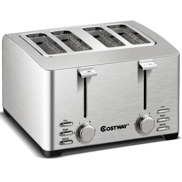 4-Slice Stainless Steel Extra-Wide Slot Toaster with Warming Rack