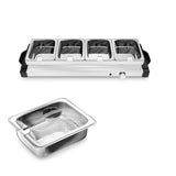 Single Burner 8.5 in. Stainless Steel Electric Food Warming Tray Buffet Server Hot Plate (4-Plate Tray Style)