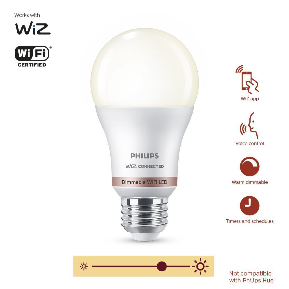 Soft White A19 LED 60W Equivalent Dimmable Smart Wi-Fi Wiz Connected Wireless Light Bulb - Super Arbor