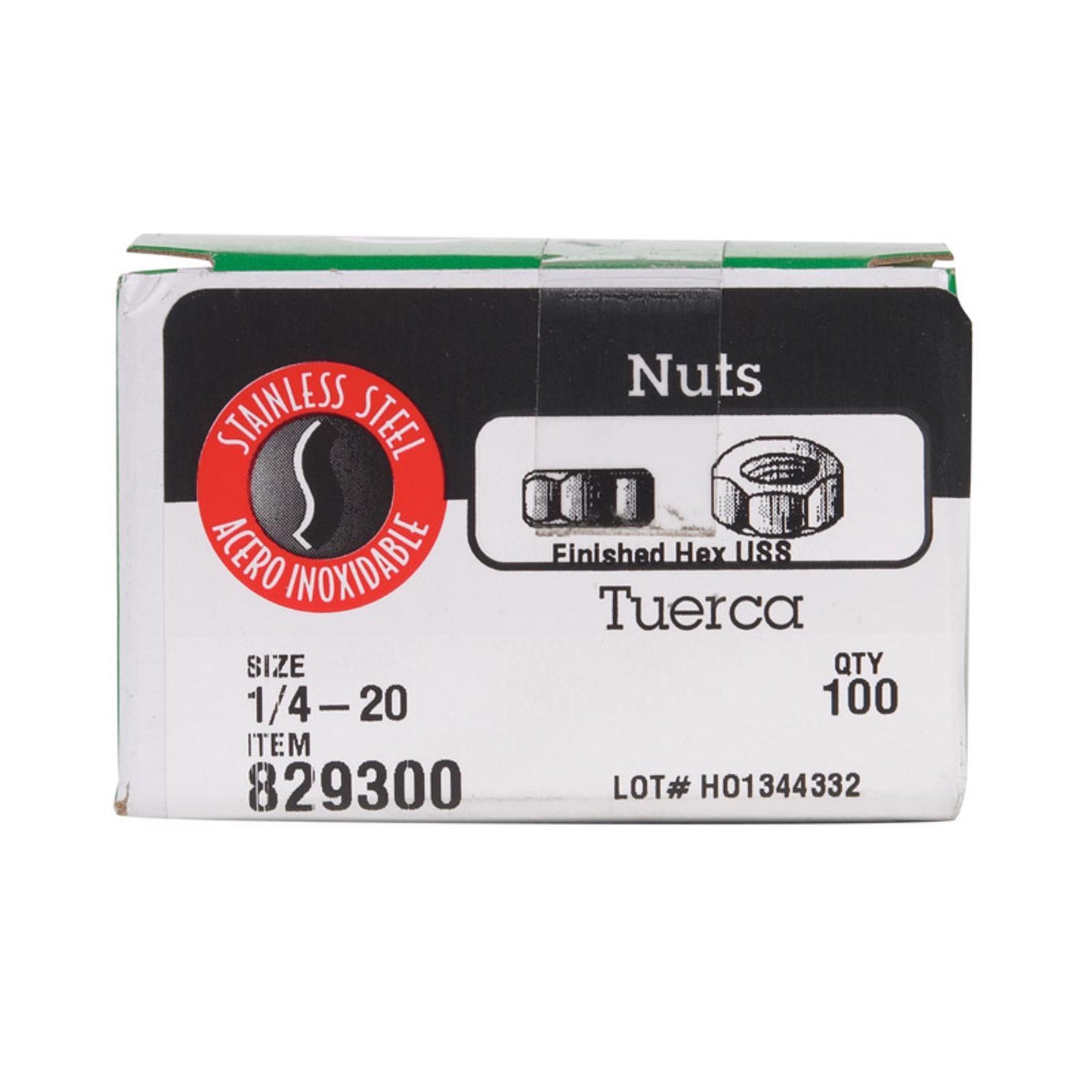 Hillman Stainless Steel USS Hex Nut, 1/4"-20, 100 Pack