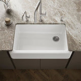 KOHLER Whitehaven 35.68-in x 21.56-in White Single Bowl Tall (8-in or Larger) Undermount Apron Front/Farmhouse Residential Kitchen Sink