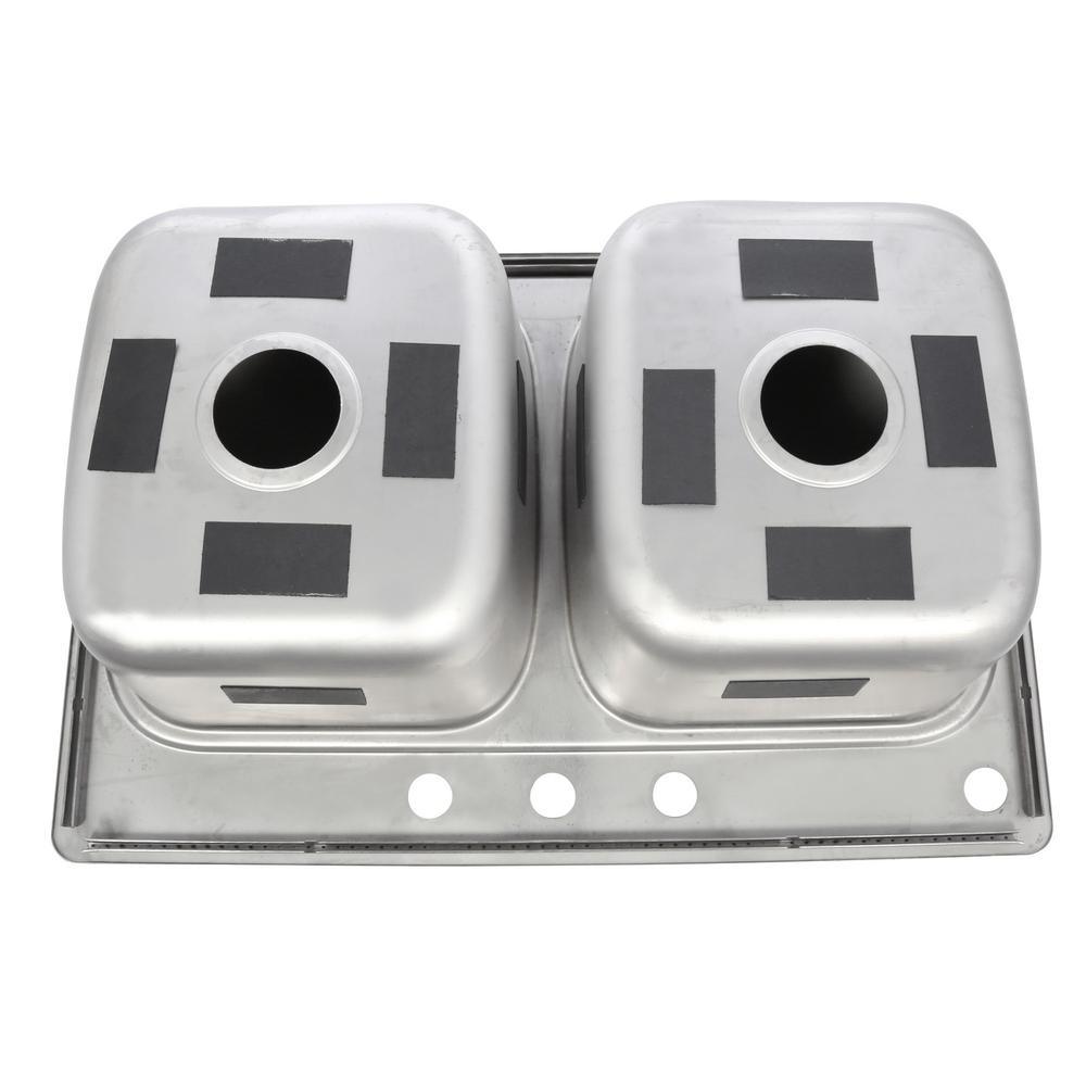 Verse Drop-In Stainless Steel 33 in. 4-Hole Double Bowl Kitchen Sink - Super Arbor