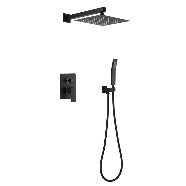 1-spray 10 in. High PressureDual Shower Head and Handheld Shower Head in Matte Black