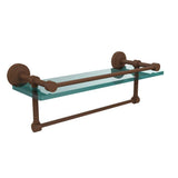 16 in. L  x 5 in. H  x 5 in. W Clear Glass Bathroom Shelf with Towel Bar in Polished Nickel - Super Arbor