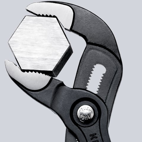 KNIPEX Cobra High-Tech Water Pump Pliers, 7.25 in (180 mm) with V-Jaw and Tether Attachment