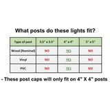 Relightable Solar 4 in. x 4 in. Black Vinyl Outdoor Post Cap Deck Lights (4-Pack) - Super Arbor