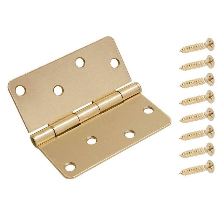 4 in. x 1/4 in. Satin Brass Radius Door Hinge