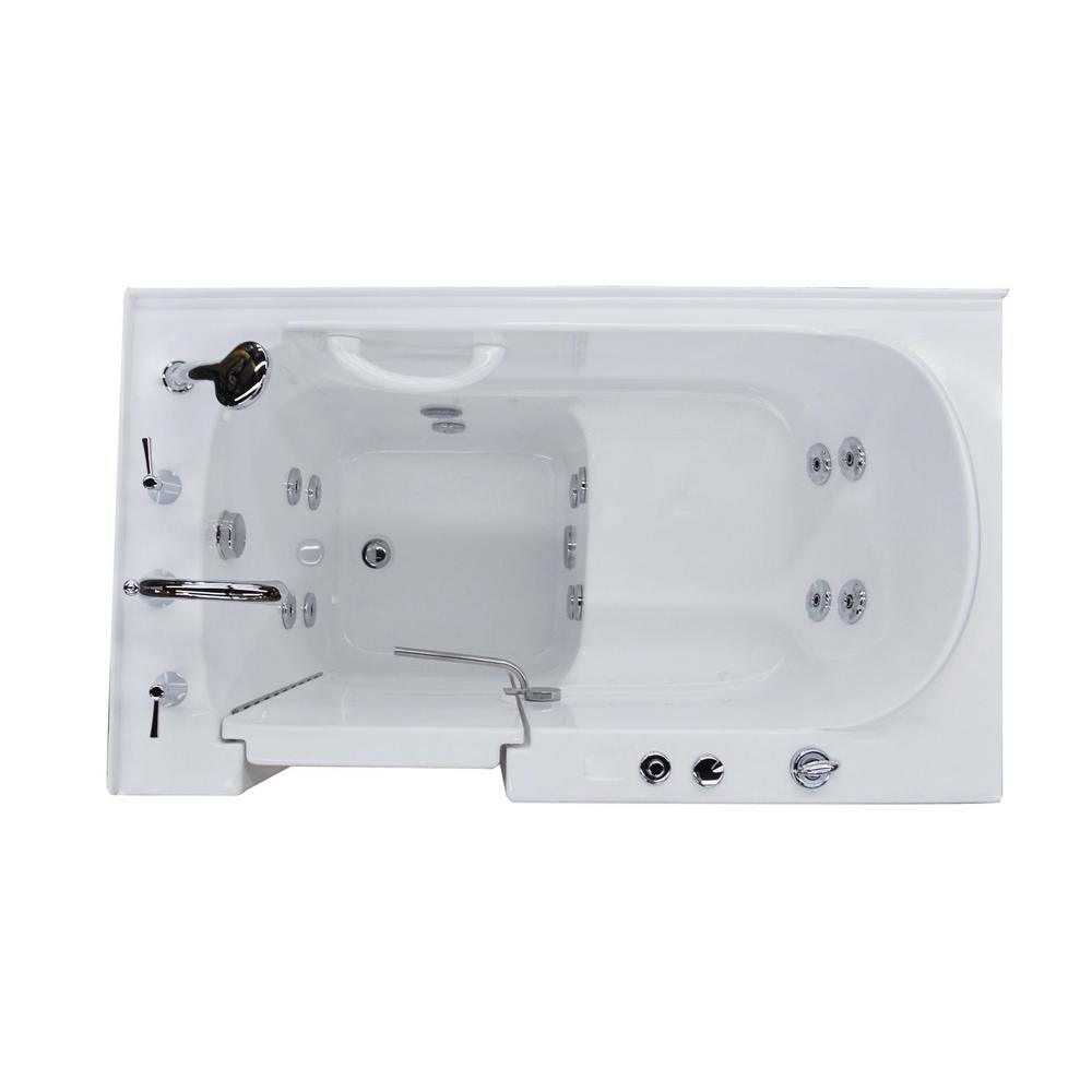 52.75 in. Walk-In Whirlpool Bathtub in White with 1.28 GPF Single Flush Toilet - Super Arbor