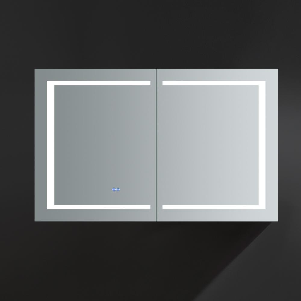 Spazio 48 in. W x 30 in. H Recessed or Surface Mount Medicine Cabinet with LED Lighting and Mirror Defogger - Super Arbor