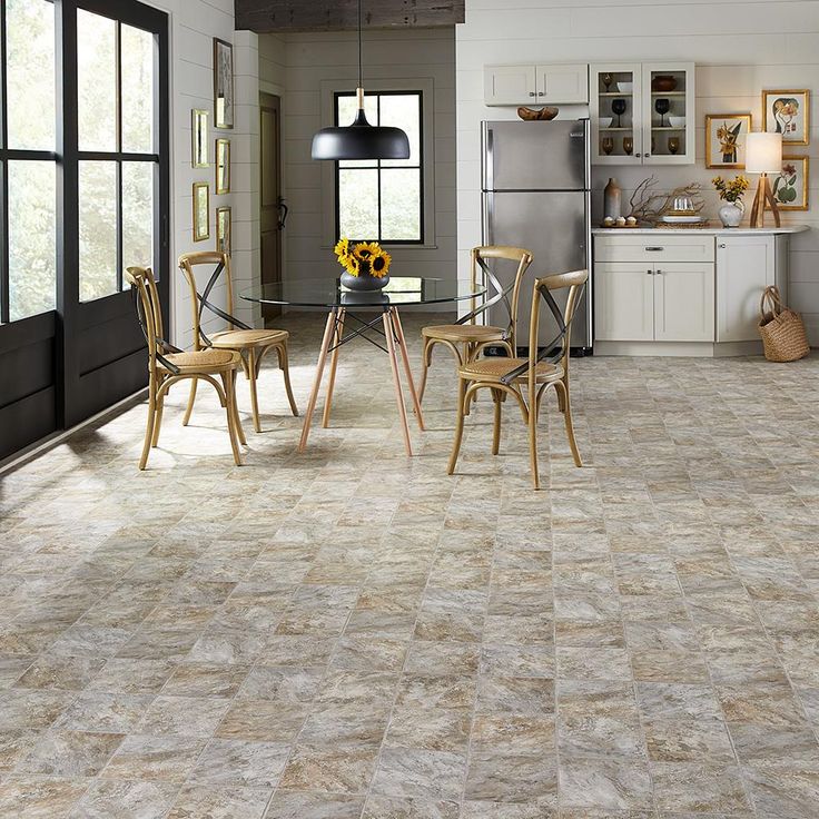 Mohawk 12-ft W Cut-to-Length Sienna Slate Stone Look Low-Gloss Finish Sheet Vinyl