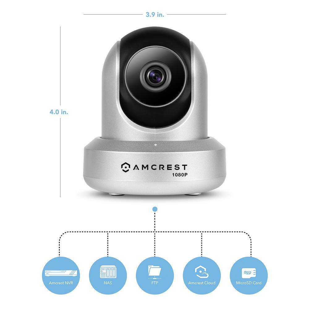 ProHD 1080p Wi-Fi Wireless IP Security Camera 1920TVL, Pan/Tilt, Night Vision, 2-Way Audio, Silver - Super Arbor