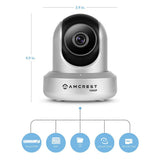 ProHD 1080p Wi-Fi Wireless IP Security Camera 1920TVL, Pan/Tilt, Night Vision, 2-Way Audio, Silver - Super Arbor