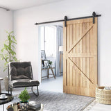 5 ft./60 in. Black Steel Bent Strap Sliding Barn Door Track and Hardware Kit for Single with Floor Guide - Super Arbor