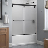 Everly 60 in. x 59-1/4 in. Mod Semi-Frameless Sliding Bathtub Door in Bronze and 1/4 in. (6mm) Droplet Glass - Super Arbor