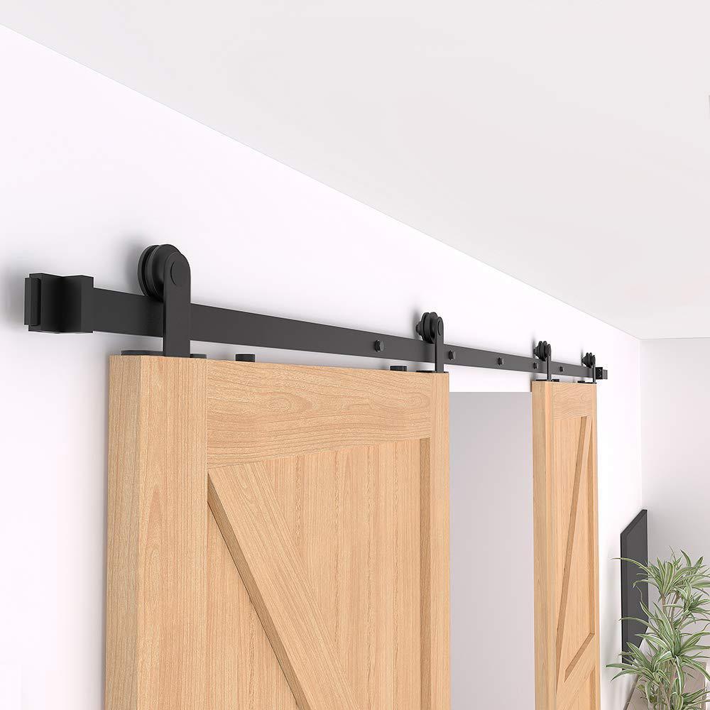 10 ft. /120 in. Top Mount Sliding Barn Door Hardware Track Kit for Double Doors with Non-Routed Floor Guide - Super Arbor