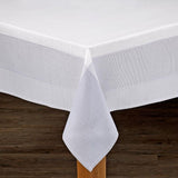 Bohemia 60 in. x 84 in. White/Natural 100% Polyester Tablecloth