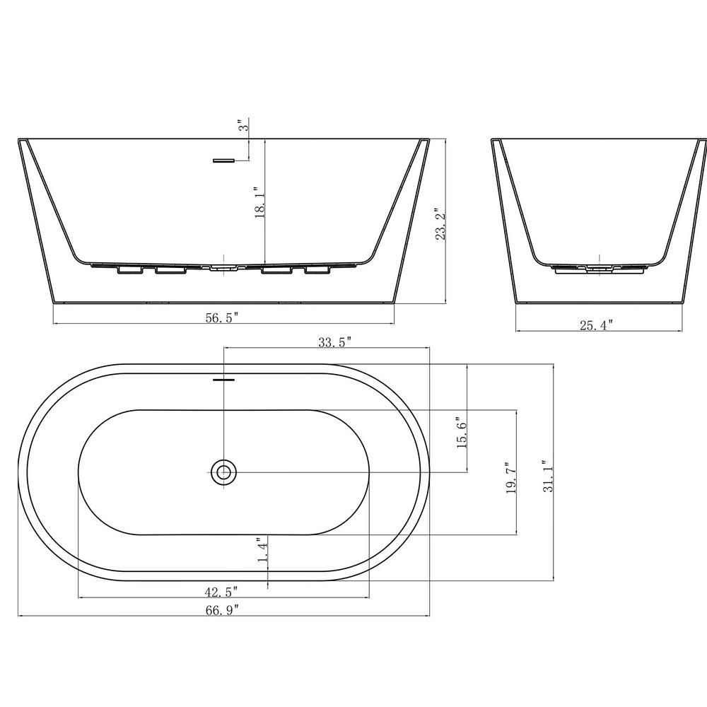 67 in. Foil Acrylic Tub for Bathroom - Flat Bottom Stand Alone Bathtub in Glossy Copper - Super Arbor