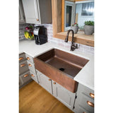Adams Farmhouse/Apron-Front Handmade Pure Solid Copper 33 in. Single Bowl Kitchen Sink in Antique Copper