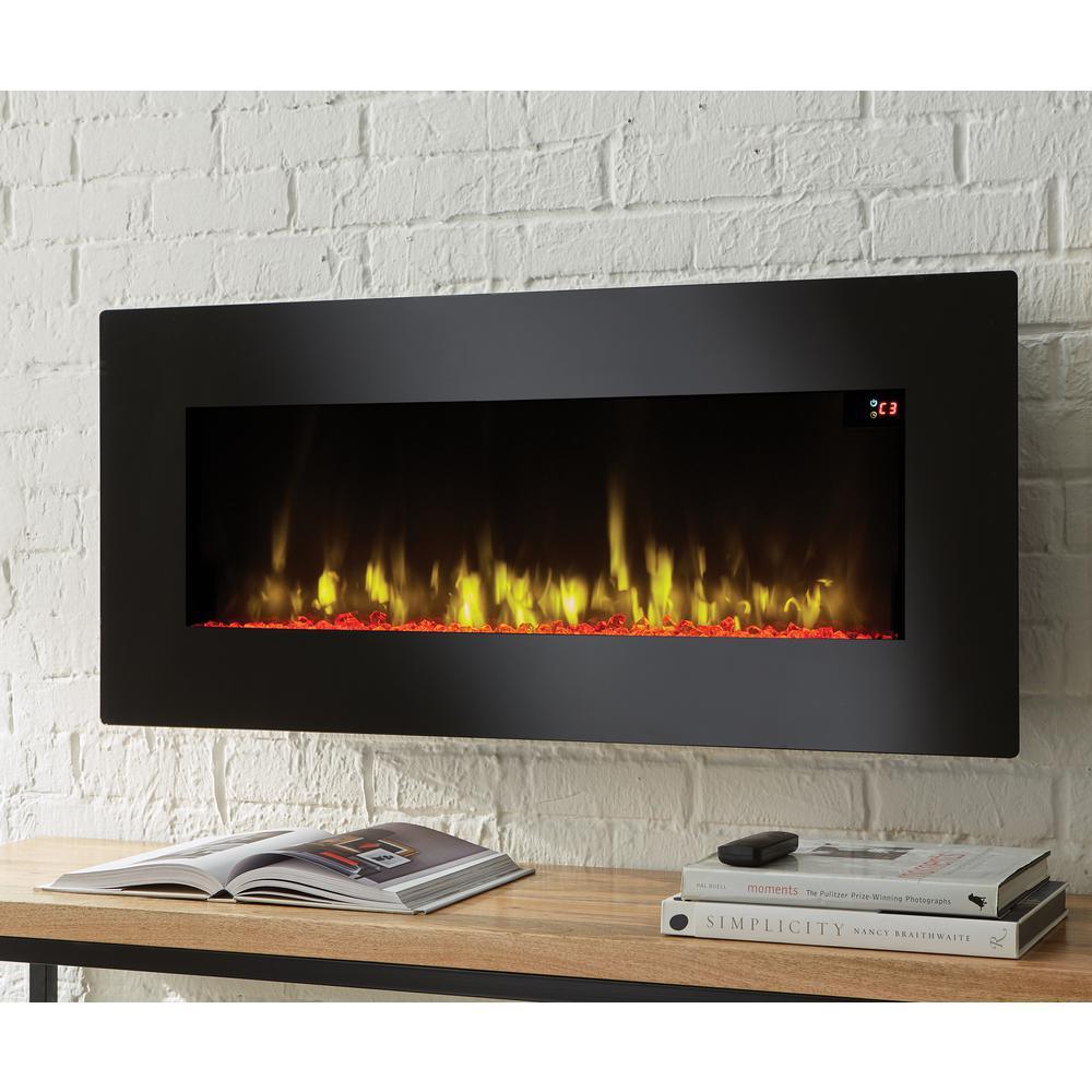 42 in. Infrared Wall Mount Electric Fireplace in Black - Super Arbor
