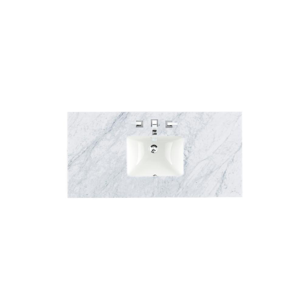 Carrara 60 in. W Marble Single Basin Vanity Top in Carrara White with White Basin - Super Arbor