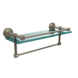 16 in. L  x 5 in. H  x 5 in. W Clear Glass Bathroom Shelf with Towel Bar in Polished Nickel - Super Arbor
